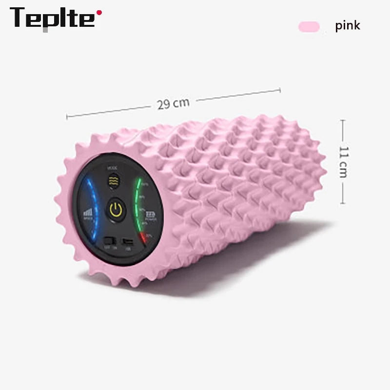 Rechargeable Electric Foam Roller - 4-Speed Vibration Massage for Deep Tissue Muscle Relief at Home