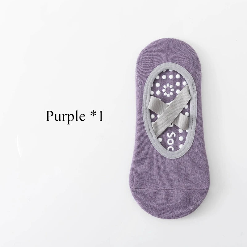 1/ 3Pair Professional Women Yoga Sock Silicone Anti-Slip Ballet Pilates Socks Women Backless Breathable Bandage Yoga Sport Socks
