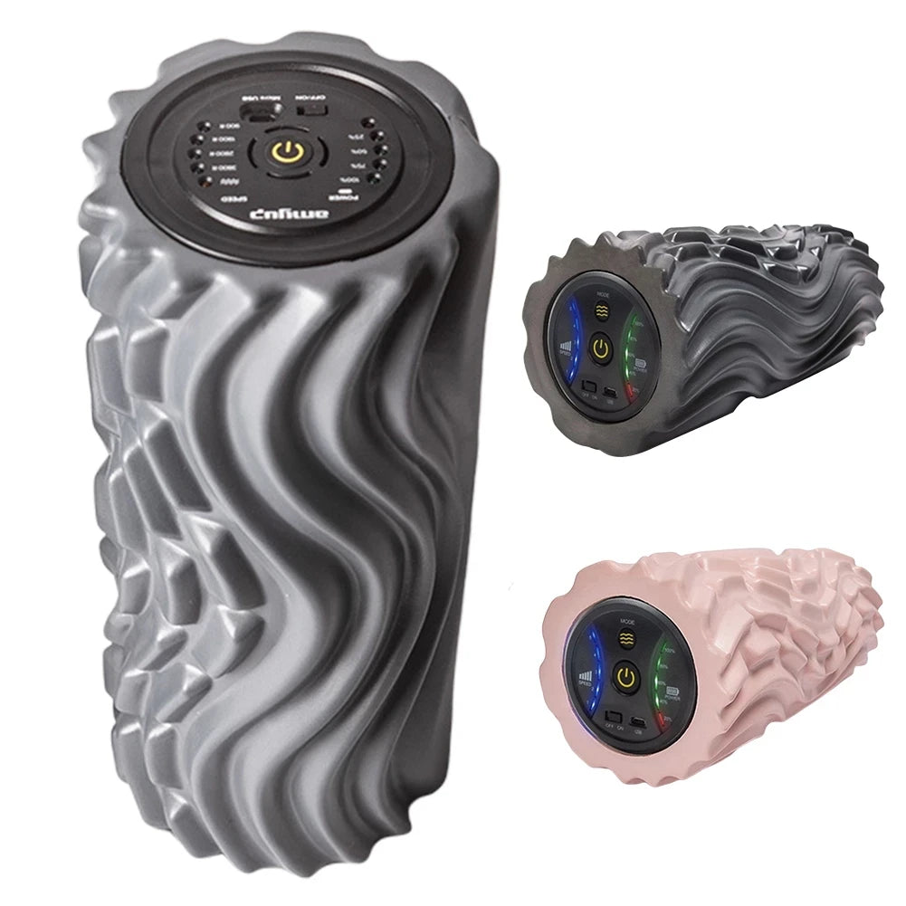 Rechargeable Electric Foam Roller - 4-Speed Vibration Massage for Deep Tissue Muscle Relief at Home