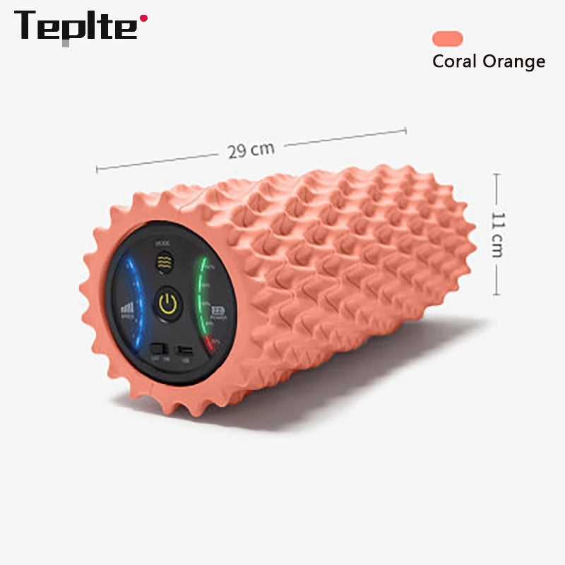 Rechargeable Electric Foam Roller - 4-Speed Vibration Massage for Deep Tissue Muscle Relief at Home