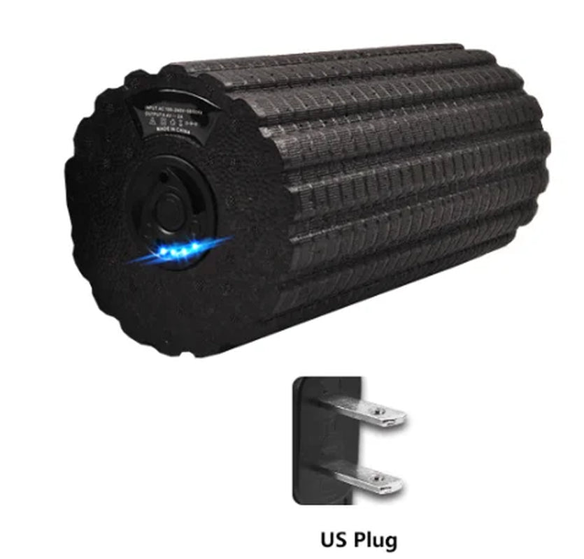 Rechargeable Electric Foam Roller - 4-Speed Vibration Massage for Deep Tissue Muscle Relief at Home
