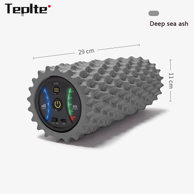 Rechargeable Electric Foam Roller - 4-Speed Vibration Massage for Deep Tissue Muscle Relief at Home