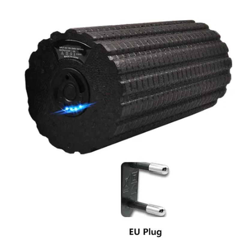 Rechargeable Electric Foam Roller - 4-Speed Vibration Massage for Deep Tissue Muscle Relief at Home