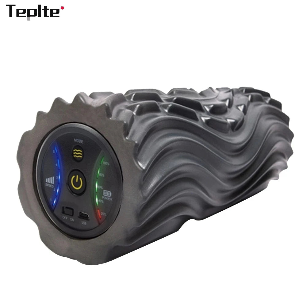 Rechargeable Electric Foam Roller - 4-Speed Vibration Massage for Deep Tissue Muscle Relief at Home