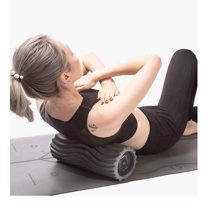 Rechargeable Electric Foam Roller - 4-Speed Vibration Massage for Deep Tissue Muscle Relief at Home
