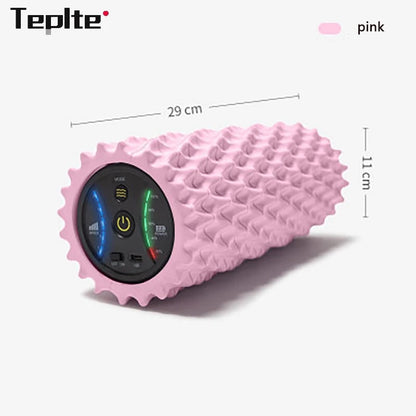 Rechargeable Electric Foam Roller - 4-Speed Vibration Massage for Deep Tissue Muscle Relief at Home