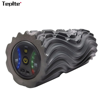 Rechargeable Electric Foam Roller - 4-Speed Vibration Massage for Deep Tissue Muscle Relief at Home